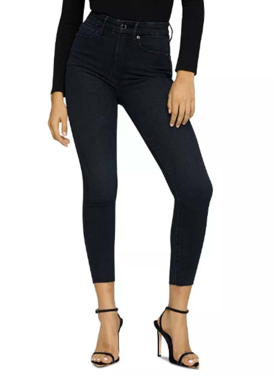 GOOD AMERICAN NWT Good Waist Crop Raw Hem in Blue631 // 0
